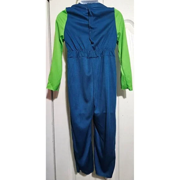 Super Mario Classic Luigi Costume Toddler 3T-4T Jumpsuit Hat Mustache Boys Kids - Picture 6 of 7